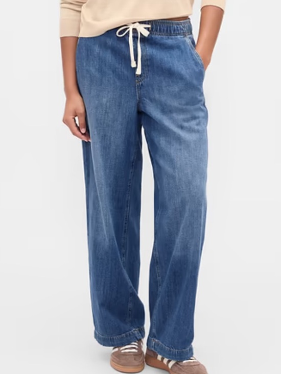 GAP Denim - NWOT GAP Women's Blue Drawstring Wide-Leg Jeans Size Small